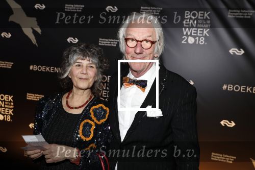 Amsterdam 9 maart 2018 
Boekenbal 2018 in de schouwburg van Amsterdam. Freek de Jonge met vrouw