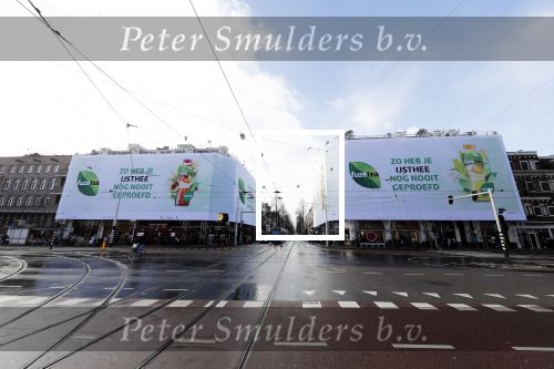 Amsterdam 3 februari 2018 
Reclame Fuztea van Maxtension op de v Baerlestraat