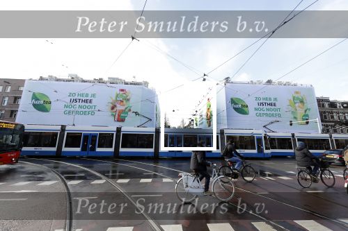 Amsterdam 3 februari 2018 
Reclame Fuztea van Maxtension op de v Baerlestraat