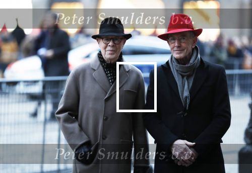 Amsterdam 3 februari 2018 
Prinses Beatrix viert haar 80e verjaardag in het paleis op de dam. Hans van Manen (L) met zijn partner Henk van Dijk