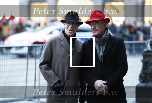 Amsterdam 3 februari 2018 
Prinses Beatrix viert haar 80e verjaardag in het paleis op de dam. Hans van Manen (L) met zijn partner Henk van Dijk