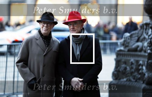 Amsterdam 3 februari 2018 
Prinses Beatrix viert haar 80e verjaardag in het paleis op de dam. Hans van Manen (L) met zijn partner Henk van Dijk