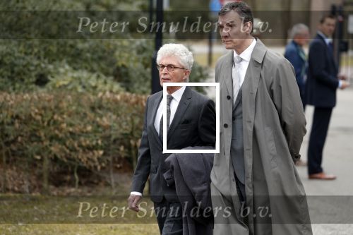 Leusden 6 maart 2018
Crematie Mies Bouwman in crematorium Leusden. Jacques d Ancona met partner Hans Langhout