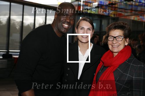 Hilversum 12 februari 2018 
Tribute to Guus Verstraete in beeld en geluid op het mediapark. Janine v d Ende met dochter iris en schoonzoon Vincent
