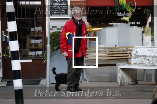 Amsterdam 23 februari 2018 
John v d Rest wandelend met zijn hond