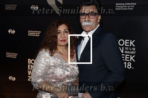 Amsterdam 9 maart 2018 
Boekenbal 2018 in de schouwburg van Amsterdam. Kader Abdolah met partner