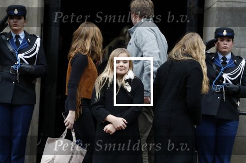 Amsterdam 3 februari 2018 
Prinses Beatrix viert haar 80e verjaardag in het paleis op de dam.  Koning Willem-Alexander en koningin Maxima arriveren met hun dochters, de prinsessen Amalia, Alexia en Ariane
