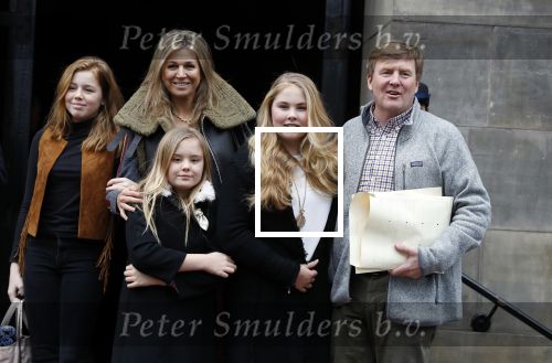 Amsterdam 3 februari 2018 
Prinses Beatrix viert haar 80e verjaardag in het paleis op de dam.  Koning Willem-Alexander en koningin Maxima arriveren met hun dochters, de prinsessen Amalia, Alexia en Ariane