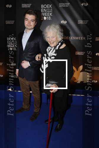Amsterdam 9 maart 2018 
Boekenbal 2018 in de schouwburg van Amsterdam. Marian Berk met kleinzoon