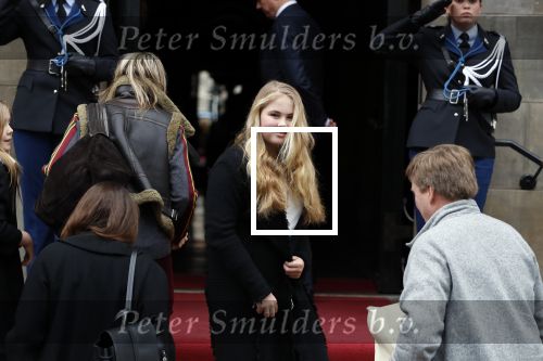 Amsterdam 3 februari 2018 
Prinses Beatrix viert haar 80e verjaardag in het paleis op de dam.  Koning Willem-Alexander en koningin Maxima arriveren met hun dochters, de prinsessen Amalia, Alexia en Ariane