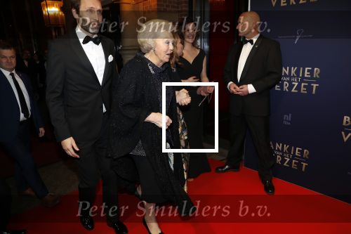 Amsterdam 5 maart 2018
Premiere bankier van het verzet in het de Lemar theater. Prinses Margarita en haar man Tjalling ten Cate ontvangen Prinses Beatrix