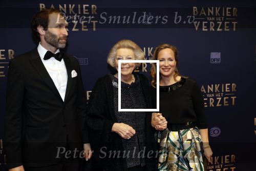 Amsterdam 5 maart 2018
Premiere bankier van het verzet in het de Lemar theater. Prinses Margarita en haar man Tjalling ten Cate ontvangen Prinses Beatrix