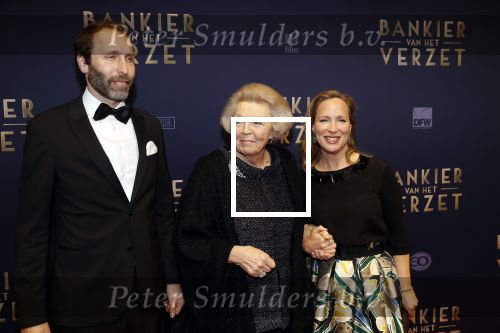 Amsterdam 5 maart 2018
Premiere bankier van het verzet in het de Lemar theater. Prinses Margarita en haar man Tjalling ten Cate ontvangen Prinses Beatrix