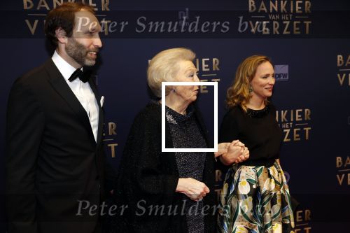 Amsterdam 5 maart 2018
Premiere bankier van het verzet in het de Lemar theater. Prinses Margarita en haar man Tjalling ten Cate ontvangen Prinses Beatrix