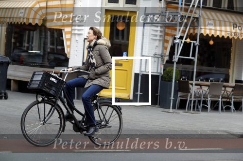 Amsterdam 10 februari 2018 
Prinses Marilene op de fiets in Amsterdam zuid