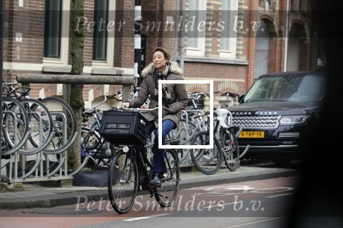 Amsterdam 10 februari 2018 
Prinses Marilene op de fiets in Amsterdam zuid
