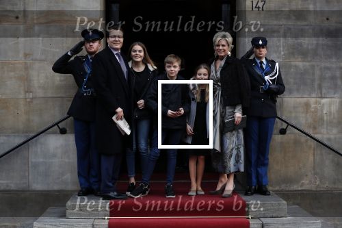 Amsterdam 3 februari 2018 
Prinses Beatrix viert haar 80e verjaardag in het paleis op de dam.
Prins Constantijn, Prinses Laurentien, Gravin Eloise, Graaf Claus Casimir en Gravin Leonore arriveren bij het Koninklijk Paleis op de Dam