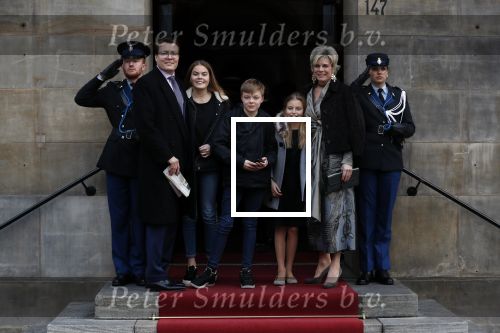 Amsterdam 3 februari 2018 
Prinses Beatrix viert haar 80e verjaardag in het paleis op de dam.
Prins Constantijn, Prinses Laurentien, Gravin Eloise, Graaf Claus Casimir en Gravin Leonore arriveren bij het Koninklijk Paleis op de Dam
