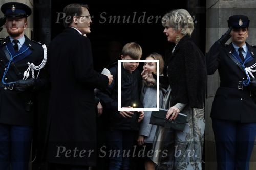Amsterdam 3 februari 2018 
Prinses Beatrix viert haar 80e verjaardag in het paleis op de dam.
Prins Constantijn, Prinses Laurentien, Gravin Eloise, Graaf Claus Casimir en Gravin Leonore arriveren bij het Koninklijk Paleis op de Dam