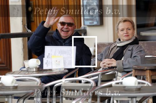 Amsterdam 11 maart 2018   
Renee Soutendijk met haar man Thed Lensen op terras.