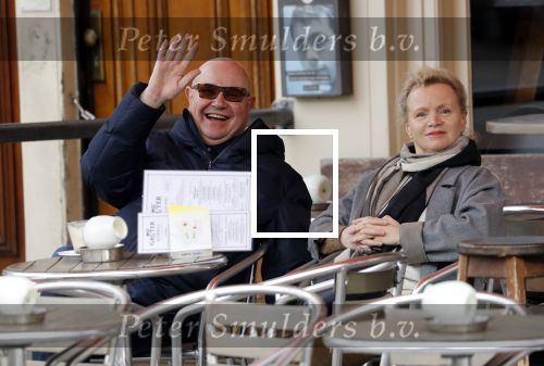 Amsterdam 11 maart 2018   
Renee Soutendijk met haar man Thed Lensen op terras.