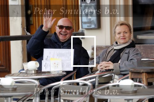Amsterdam 11 maart 2018   
Renee Soutendijk met haar man Thed Lensen op terras.