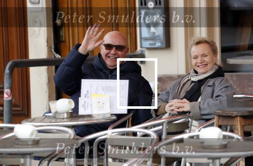 Amsterdam 11 maart 2018   
Renee Soutendijk met haar man Thed Lensen op terras.