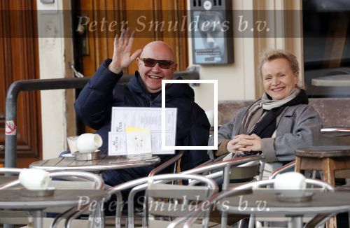 Amsterdam 11 maart 2018   
Renee Soutendijk met haar man Thed Lensen op terras.