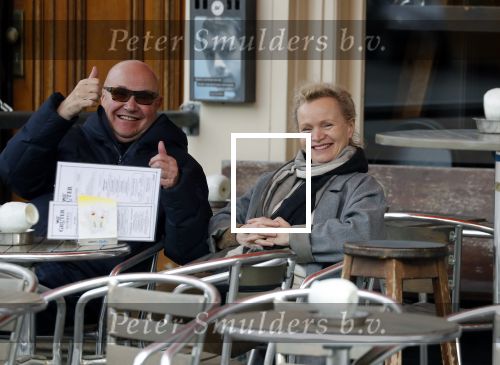 Amsterdam 11 maart 2018   
Renee Soutendijk met haar man Thed Lensen op terras.