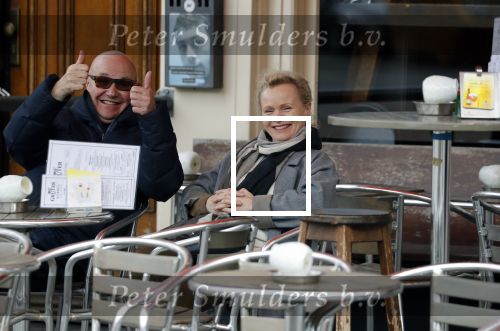 Amsterdam 11 maart 2018   
Renee Soutendijk met haar man Thed Lensen op terras.