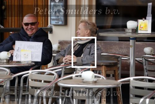 Amsterdam 11 maart 2018   
Renee Soutendijk met haar man Thed Lensen op terras.