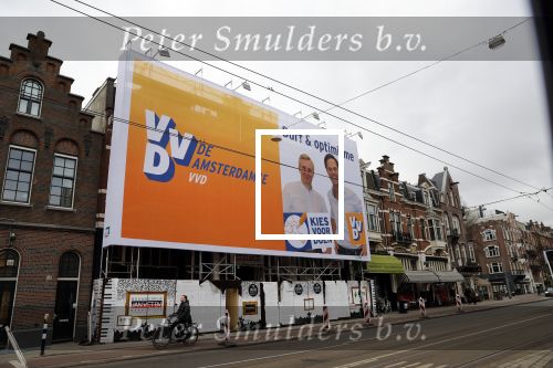 Amsterdam 6 maart 2018 
Abri Reclame VVD met oa Mark Rutte