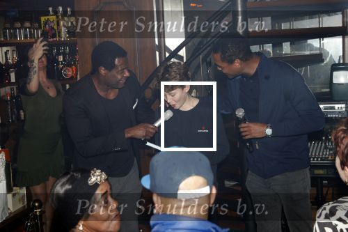 Amsterdam 14 februari 2019
Feestje voor de kluivert dog rescue foundation in het toppers cafe. John Williams Patrick Kluivert en Max Smulders