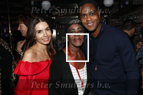 Amsterdam 14 februari 2019
Feestje voor de kluivert dog rescue foundation in het toppers cafe. Patrick en Rossana Kluivert met moeder van Patrick