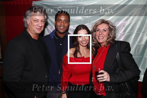 Amsterdam 14 februari 2019
Feestje voor de kluivert dog rescue foundation in het toppers cafe. Patrick en Rossana Kluivert met Marc v Toren en zijn vrouw.
