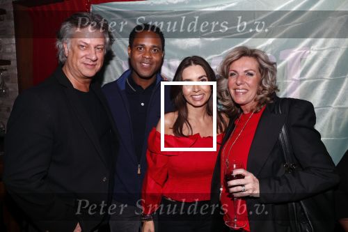 Amsterdam 14 februari 2019
Feestje voor de kluivert dog rescue foundation in het toppers cafe. Patrick en Rossana Kluivert met Marc v Toren en zijn vrouw.