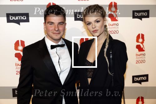 Hilversum 9 maart 2020
Uitreiking Buma awards in studio 21 op het mediapark. Davina Michelle en haar vriend Sebastiaan