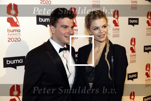 Hilversum 9 maart 2020
Uitreiking Buma awards in studio 21 op het mediapark. Davina Michelle en haar vriend Sebastiaan