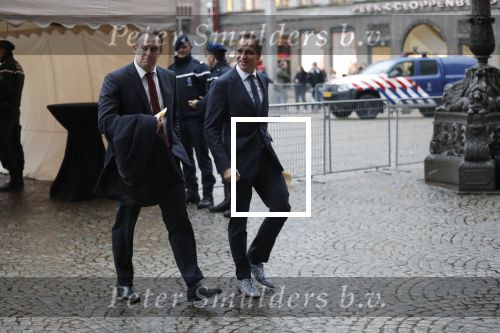 Amsterdam 14 januari 2020
Nieuwjaarsreceptie van Koningin Maxima en Koning Willem Alexander in het paleis op de dam. Hugo de Jonge met schoen van delfts blauw