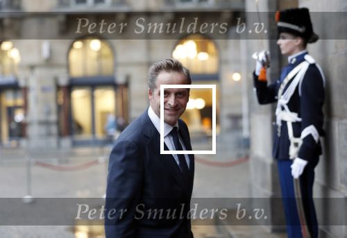 Amsterdam 14 januari 2020
Nieuwjaarsreceptie van Koningin Maxima en Koning Willem Alexander in het paleis op de dam. Hugo de Jonge met schoen van delfts blauw