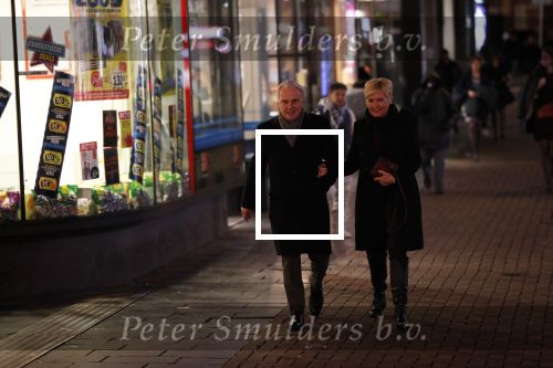 Amsterdam 10 februari 2020
Huub Stapel met zijn vriendin Annemieke de Vroeg op straat in Amsterdam.