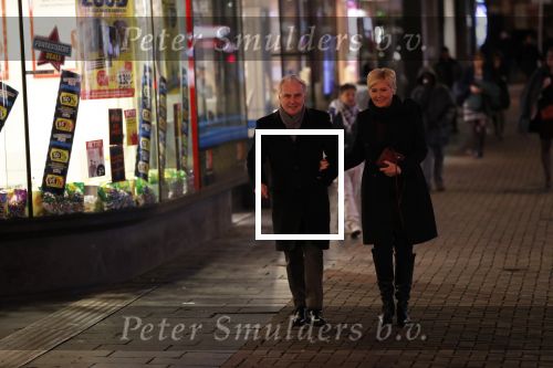 Amsterdam 10 februari 2020
Huub Stapel met zijn vriendin Annemieke de Vroeg op straat in Amsterdam.