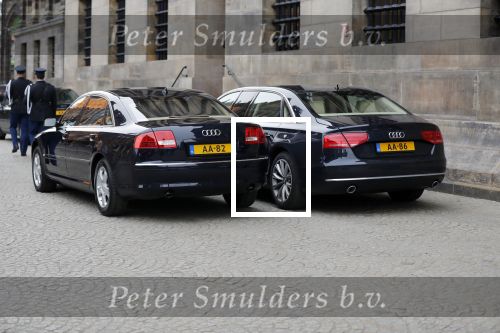 Amsterdam 15 januari 2020
Tweede dag van de nieuwjaarsreceptie in paleis op de dam .Koning Willem Alexander Koningin Maxima en Prinses Beatrix zijn aanwezig. de 2 autos van Alexander en Maxima . De auto van Maxima komt uit 2007 en van Alexander uit 2017. Zijn beide audi A8
