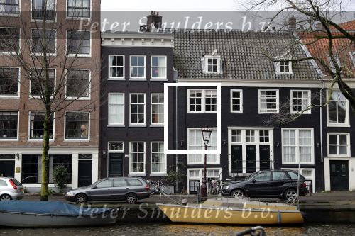 Amsterdam 28 januari 2020
Youp v t Hek op zijn fiets op de gracht waar hij weer in een huis woont.