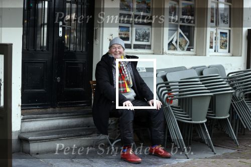 Amsterdam 4 maart 2021
Peter Faber zit elke ochtend tijdens corona bij cafe Kobalt op terras.