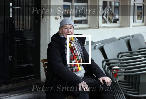 Amsterdam 4 maart 2021
Peter Faber zit elke ochtend tijdens corona bij cafe Kobalt op terras.