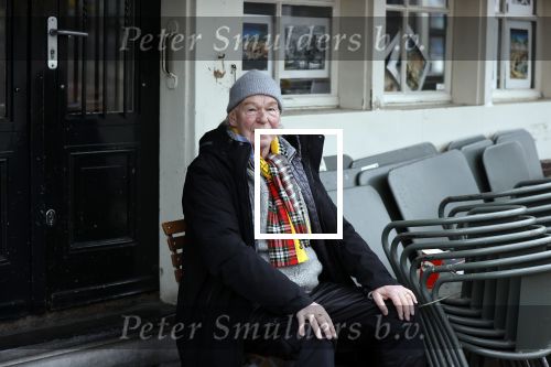 Amsterdam 4 maart 2021
Peter Faber zit elke ochtend tijdens corona bij cafe Kobalt op terras.