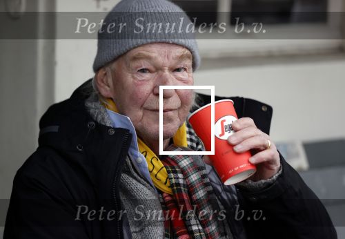 Amsterdam 4 maart 2021
Peter Faber zit elke ochtend tijdens corona bij cafe Kobalt op terras.