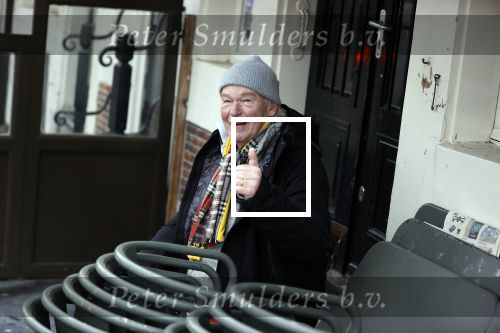 Amsterdam 4 maart 2021
Peter Faber zit elke ochtend tijdens corona bij cafe Kobalt op terras.