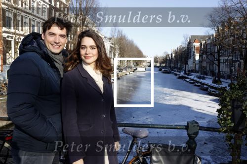 Amsterdam 12 februari 2021
Thierry Baudet en zijn verloofde Davide Heijmans bij de bevroren grachten in Amsterdam.